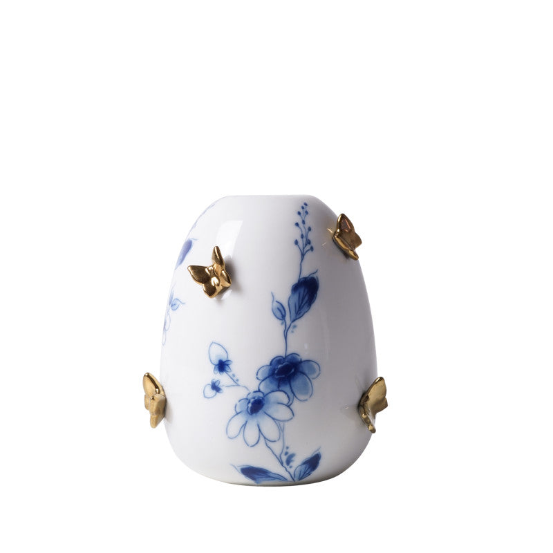 Heinen Delftsblauw - Vaas Vlindergoud 14 cm