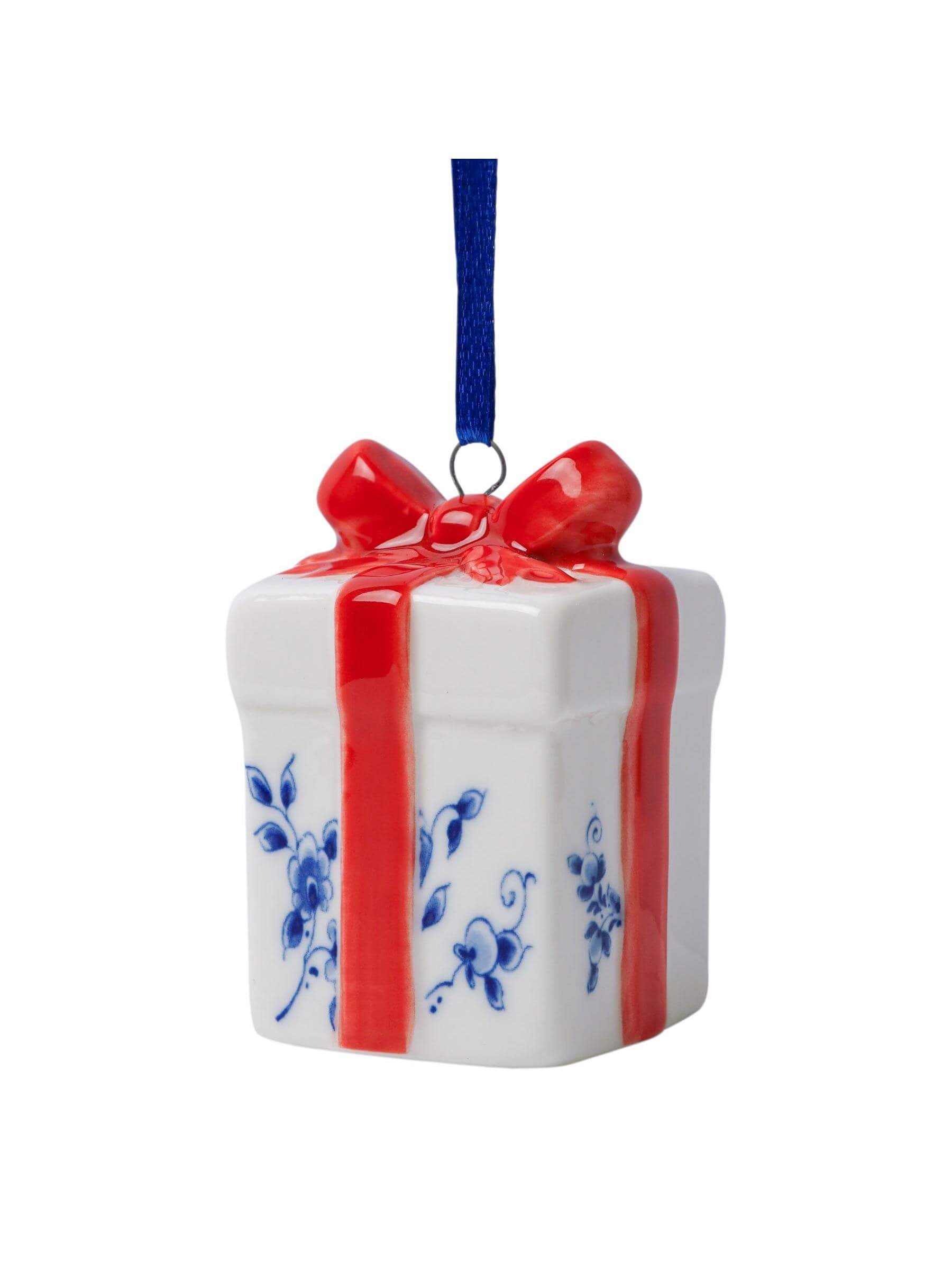 Heinen Delftsblauw - Kerstornament cadeautje rood