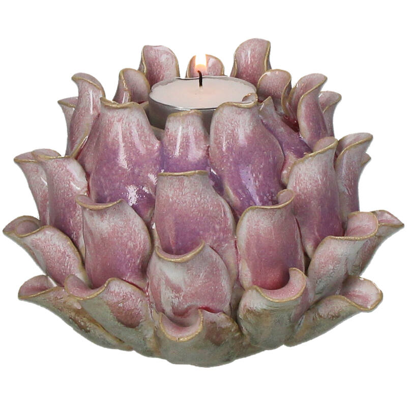 Kaarsenhouder Bloem Keramiek Roze