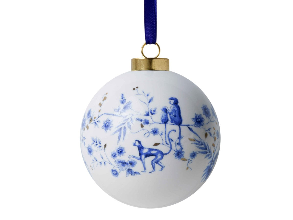 Heinen Delftsblauw - Kerstbal Aapjes apenspel