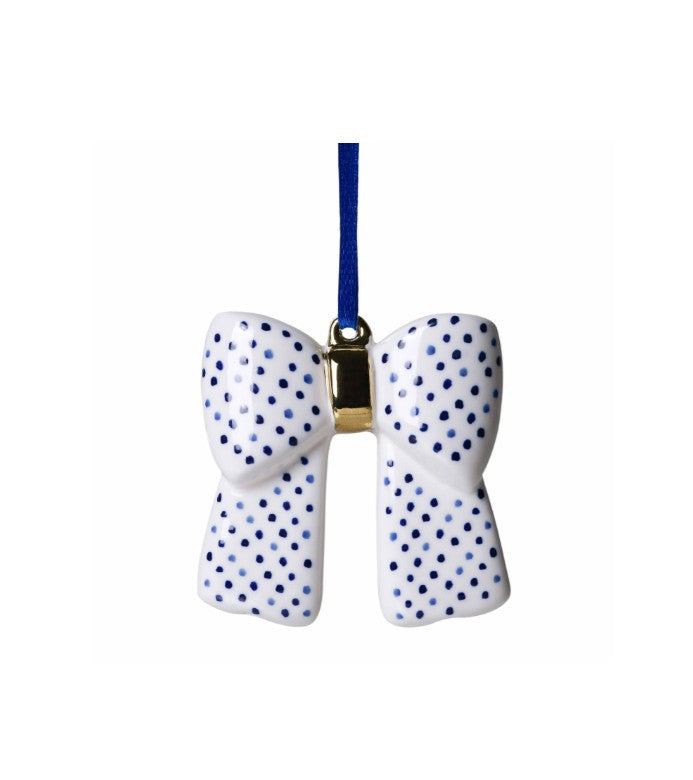 Heinen Delftsblauw - Kerstornament strik stippen