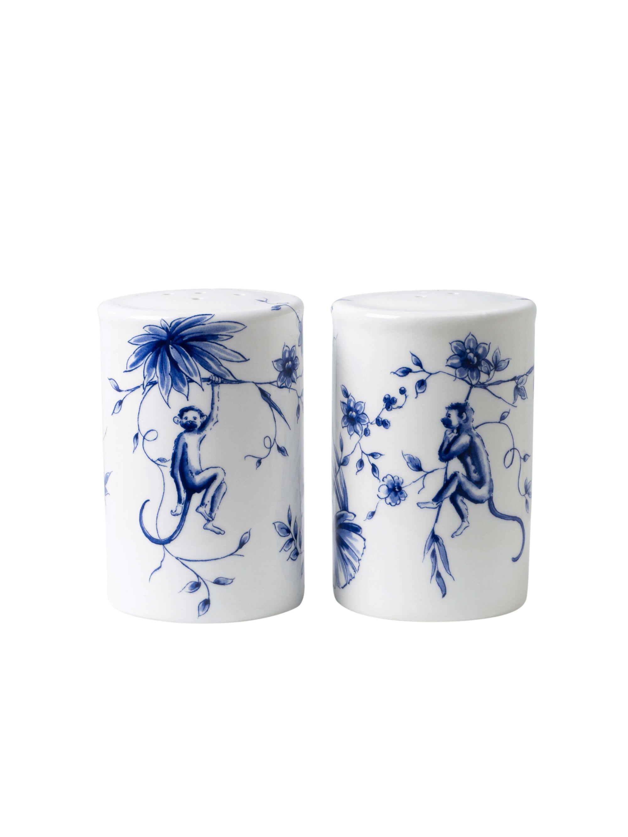 Heinen Delftsblauw - Peper en Zoutstel Aapjes