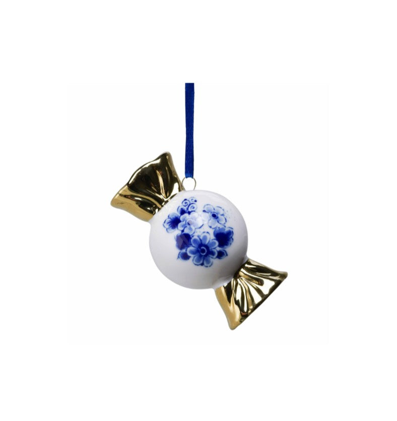 Heinen Delftsblauw - Kerstornament snoepje goud