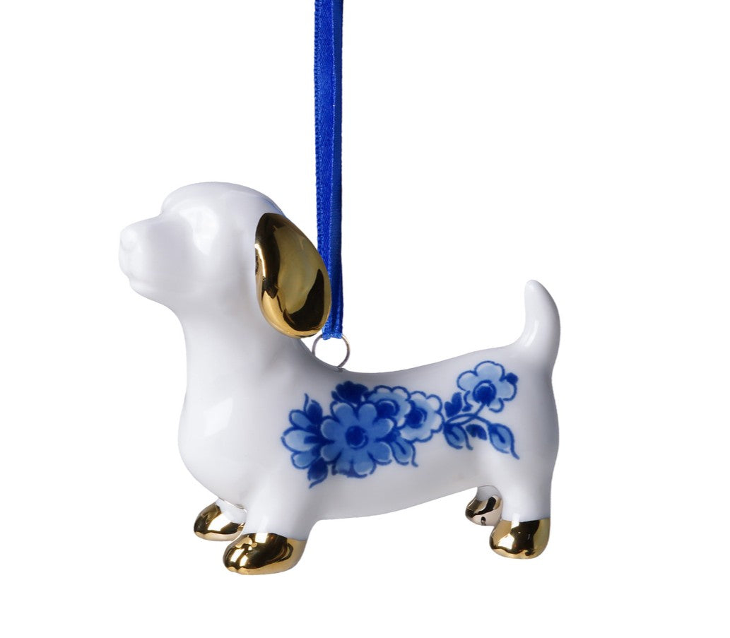 Heinen Delftsblauw - Kerstornament Teckel