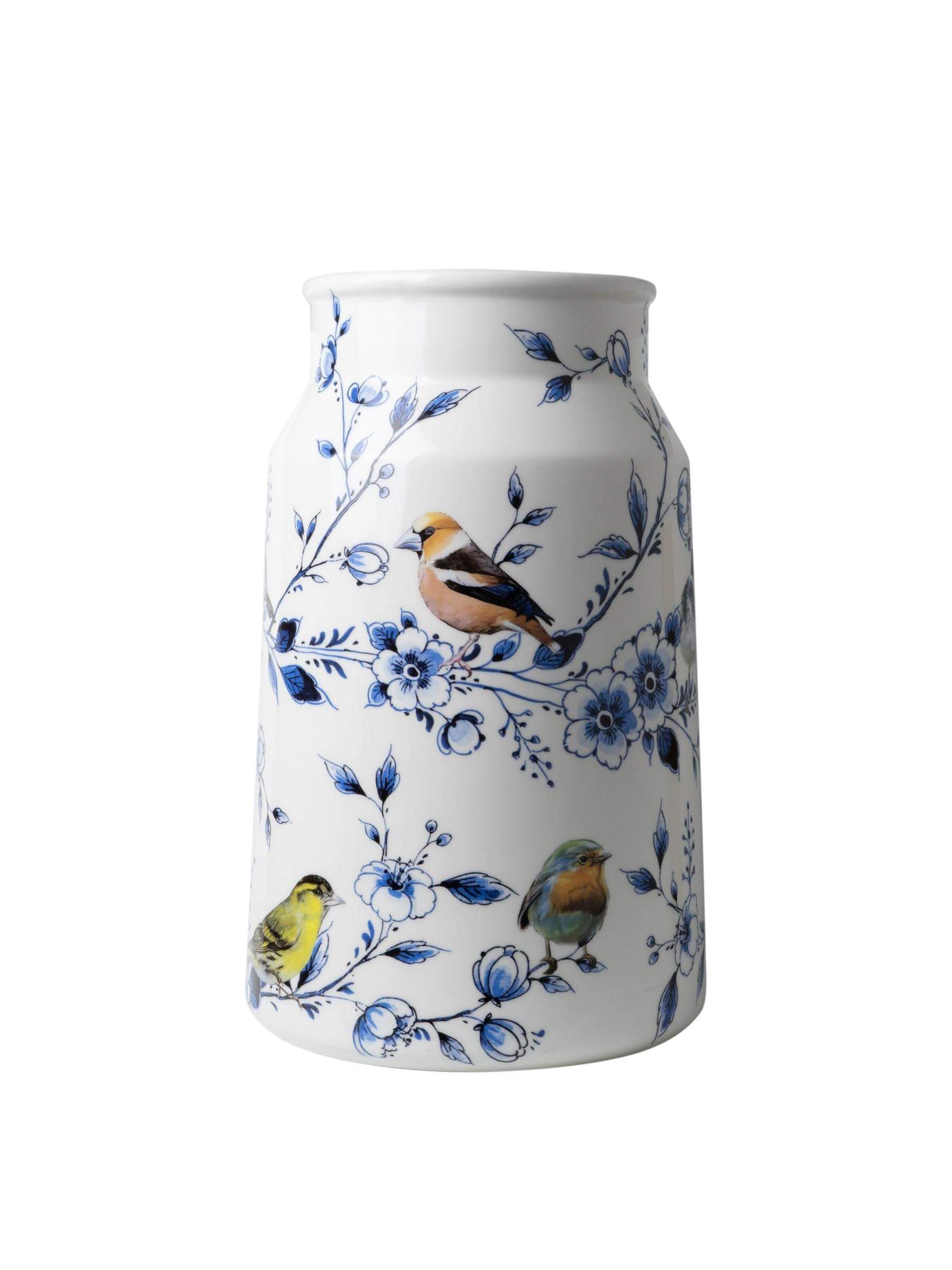Heinen Delftsblauw - Melkbusvaas bosvogels