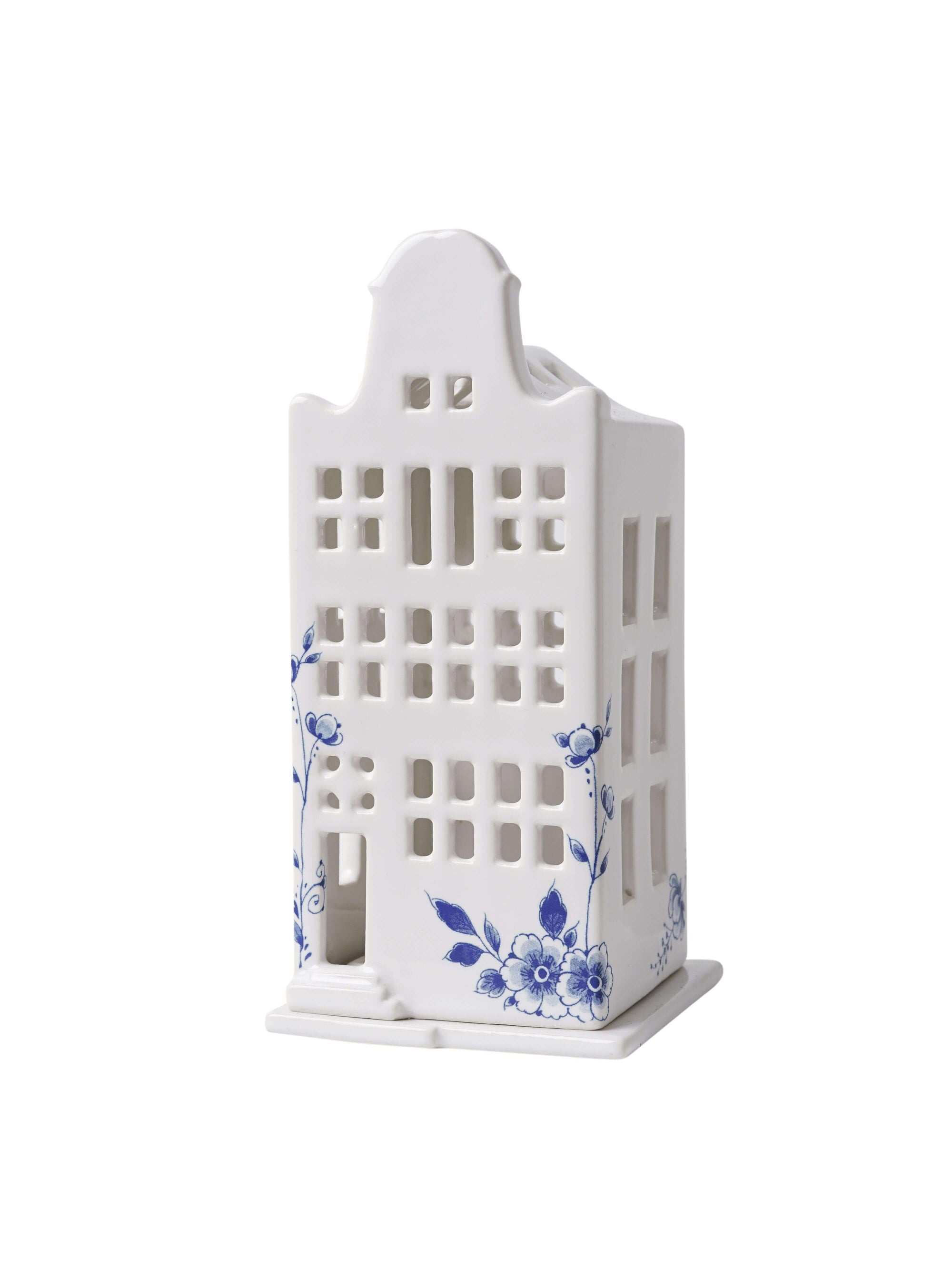 Heinen Delftsblauw - Waxinelichthouder huis klokgevel 17 cm
