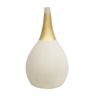 Moderne Flesvaas - H41 x Ø22 cm - Fiber Cement - Beige & Goud